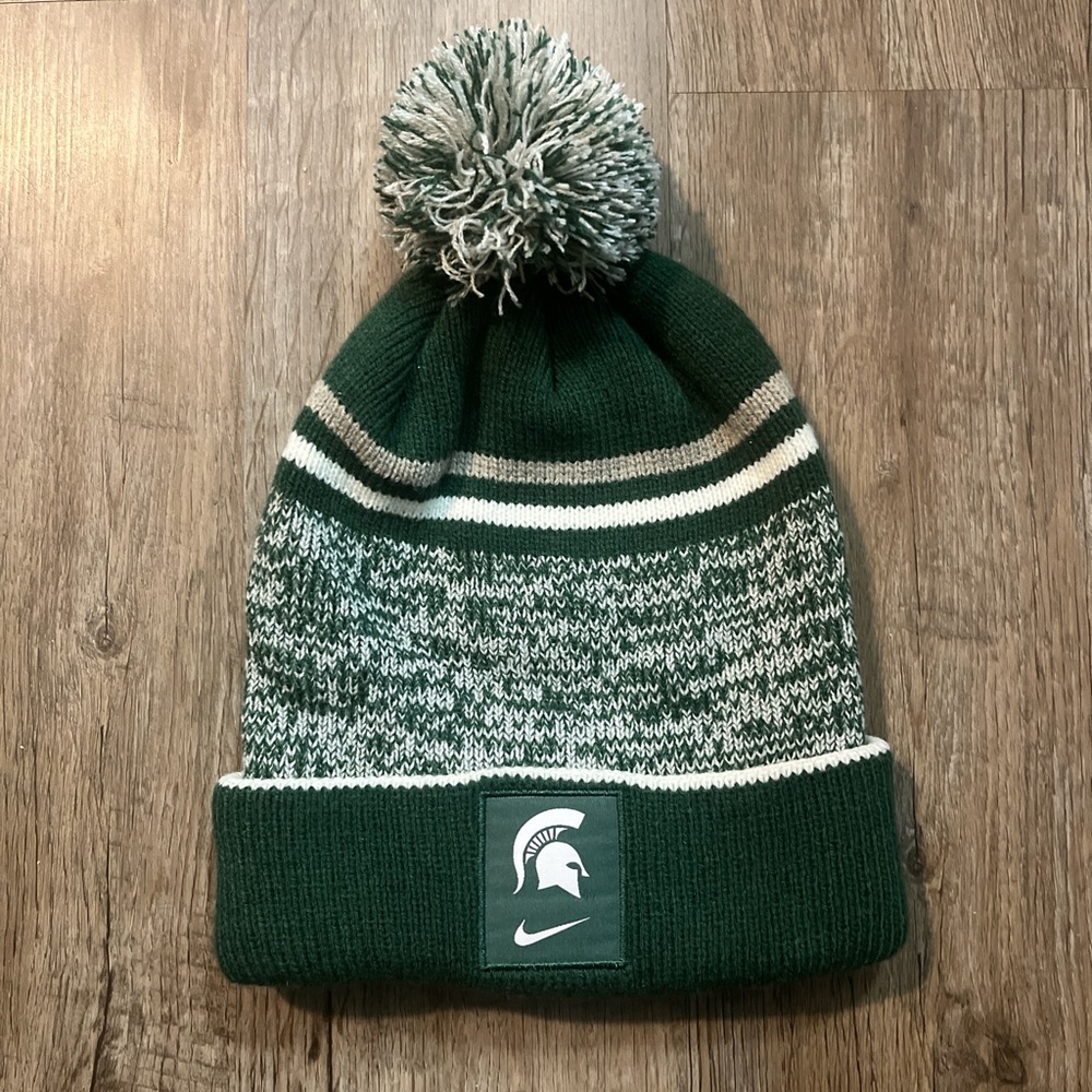 Nike MSU Spartans Forest Green and White Knit Beanie